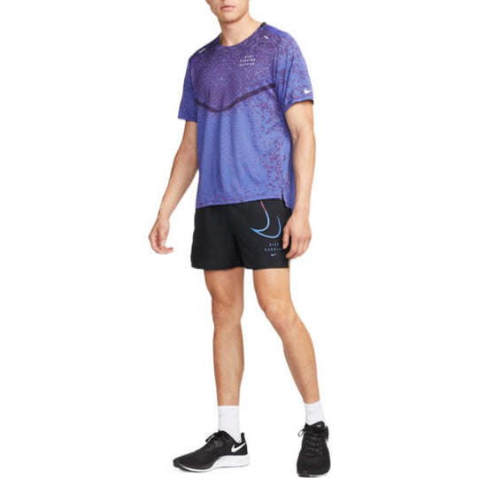 Men's Nike Gradient Logo Loose Running Shorts Black DM4808-010
