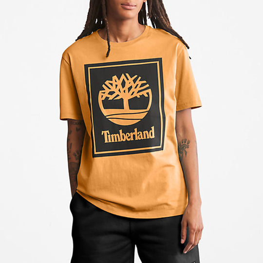 Timberland Printing Casual Round Neck Short Sleeve Couple Style Yellow A2AJ1-P57