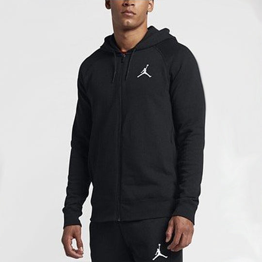 Air Jordan Solid Color Knit Athleisure Casual Sports Hooded Jacket Black 822659-010
