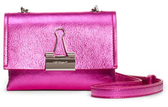 Women's OFF-WHITE Binder Clip Metallic Pink Shoulder Bag OWNA121S20LEA0023200 Shoulder Bags - KICKSCREW