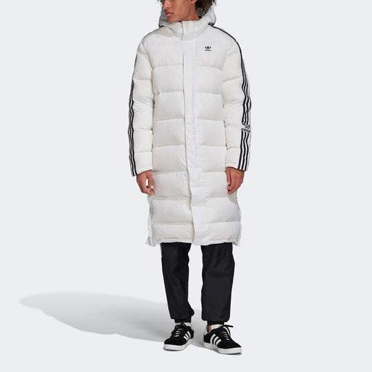 adidas originals Long Down Jkt Stay Warm Sports hooded Down Jacket White FL0008