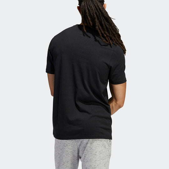Men's adidas Alphabet Logo Round Neck Short Sleeve Black T-Shirt HE4813