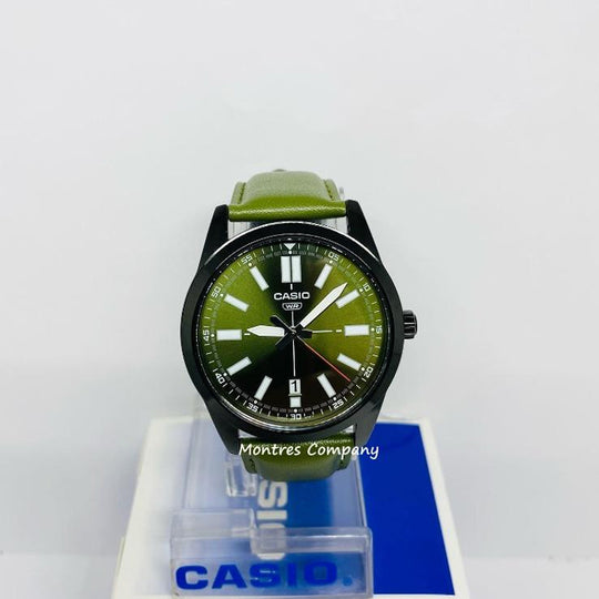 Casio Dress Pointer Display Analog Watch 'Metallic Green' MTP-VD02BL-3E