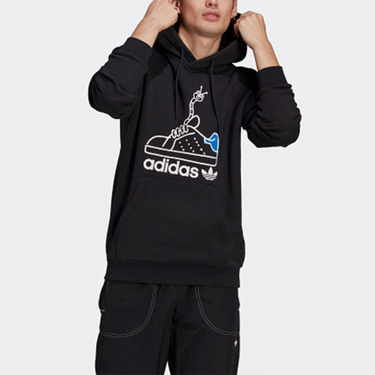 adidas originals Worm Casual Sports hooded Printing Pullover Black GN2159