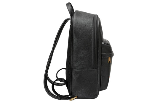 GUCCI Print Retro Logo Printing Leather schoolbag Backpack Unisex / Black 547834-0Y2BT-8163