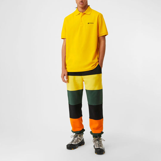 Men's Burberry SS21 Pure Cotton lapel Short Sleeve Polo Shirt Yellow 80257531