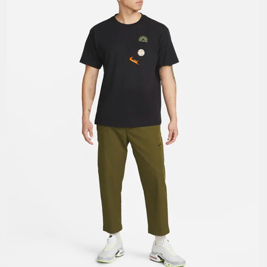 Men's Nike Logo Pocket Printing Round Neck Short Sleeve Black T-Shirt ...