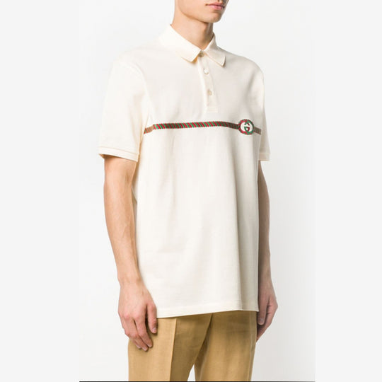 Cheap Beige Gucci Monogram Polo Shirt, Gucci Collared Shirt, Cheap