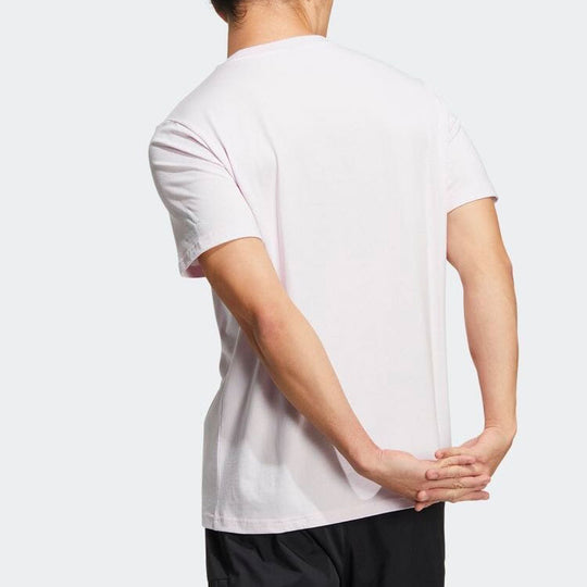 Men's adidas Pattern Printing Casual Round Neck Pullover Short Sleeve Japanese Version White T-Shirt HN0400