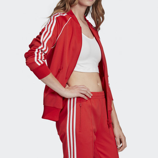 (WMNS) adidas Classic Contrasting Colors Sports Jacket Red FM3313