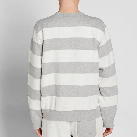 Men's adidas originals x alexander wang Crossover Colorblock Stripe Round Neck Long Sleeves Gray BS3018