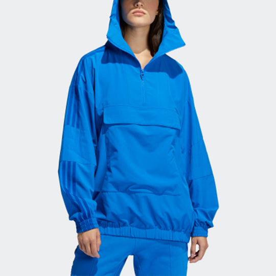 adidas originals Solid Color Hooded Casual Jacket Blue HE2763