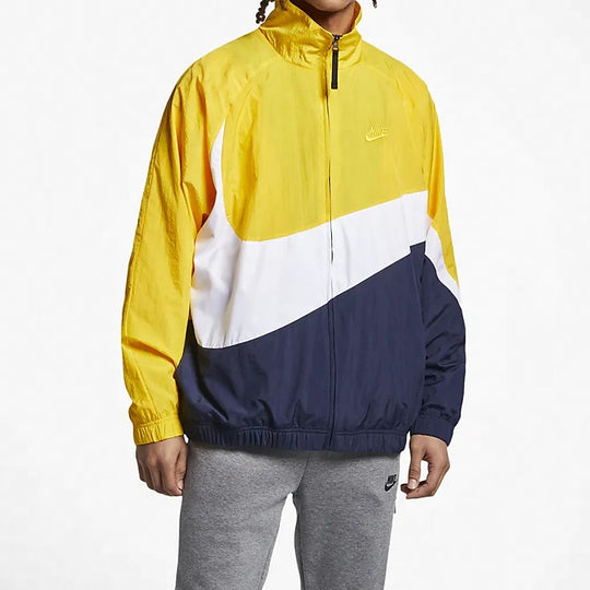 Nike Big Swoosh Large Logo Woven Colorblock Jacket Yellow AR3133-728