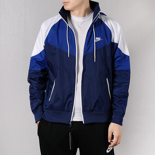 Men's Nike Casual Windproof Hooded Blue Jacket AR2210-492