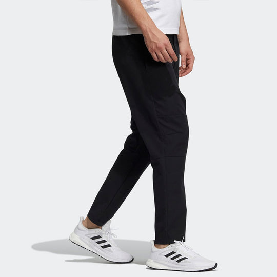 Men's adidas Logo Solid Color Woven Sports Pants/Trousers/Joggers Black H39231