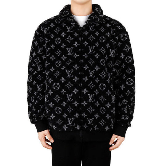 Louis Vuitton  Black Mens Monogram Jacquard Fleece Zip Through