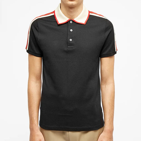 Gucci Striped Logo Short-sleeved Polo Shirt Black 500972-X9M38-1106