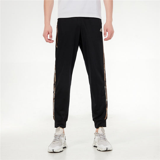 Men's adidas Contrasting Colors Stripe Knit Bundle Feet Sports Pants/Trousers/Joggers Black H48439