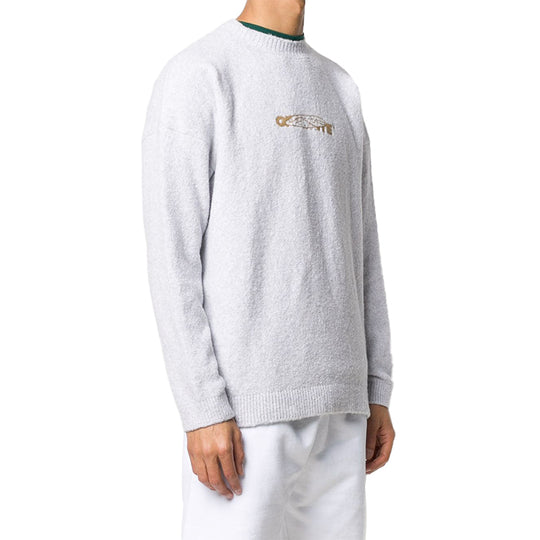 Men's OFF-WHITE Suture Pattern Minimalistic Pullover Gray OMHE045E20KNI0010320 Hoodie - KICKSCREW