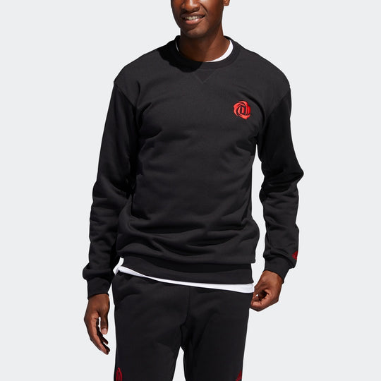 adidas Rose Crew Fleece Stay Warm Casual Sports Pullover Round Neck Black FP8368