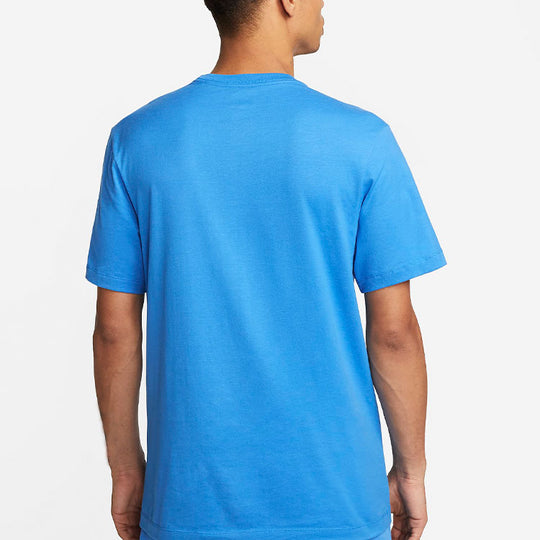 Men's Nike Logo Printing Round Neck Sports Short Sleeve Blue T-Shirt DR7808-435