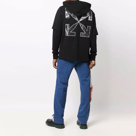 Off-White FW21 Arrow Pattern Printing Double Layer Sleeve Version Black OMBB087F21FLE0051001