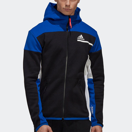 adidas ZNE FZ hooded Colorblock Casual Sports Jacket Black GM6532