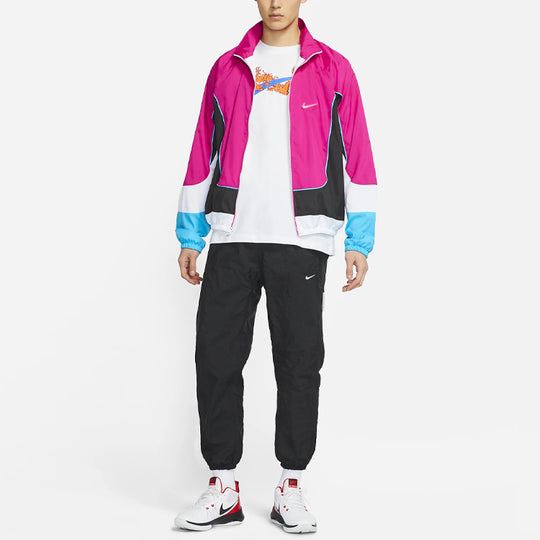 Nike Throwback Colorblock Woven Sports Basketball Stand Collar Jacket ...