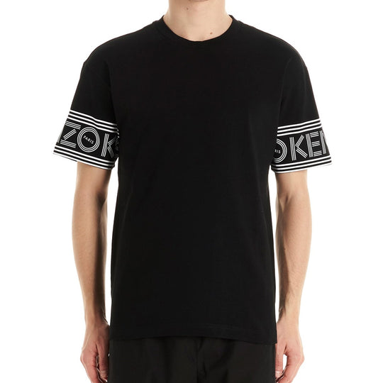 Men's KENZO Cuff Alphabet Logo Printing Round Neck Short Sleeve Black T-Shirt F00-5TS043-4BD-99 T-shirts  -  KICKSCREW