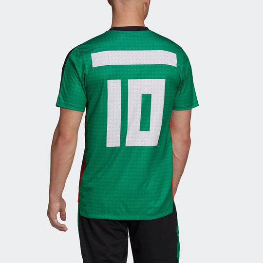 Men's adidas Sports Soccer/Football Polka Dots Full Print Short Sleeve Japanese Version Green T-Shirt HC9802