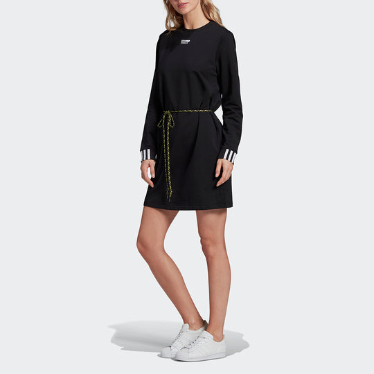 (WMNS) adidas originals Casual Sports Long Sleeves Black Dress GD3968