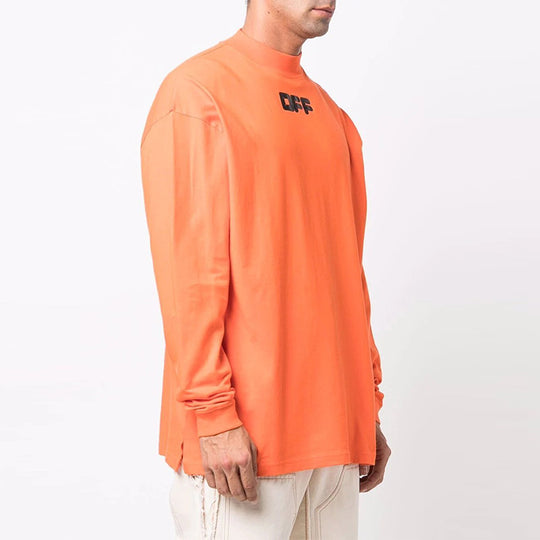 Men's OFF-WHITE Logo Printing Long Sleeves Loose Fit Orange T-Shirt OMAB032F21JER0022010 T-shirts - KICKSCREW