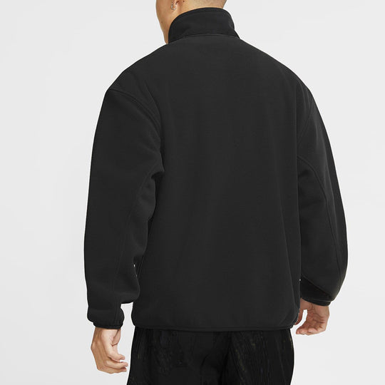 Nike ACG Logo Embroidered Half Zipper Fleece Stand Collar Pullover Jacket Black CK6839-011