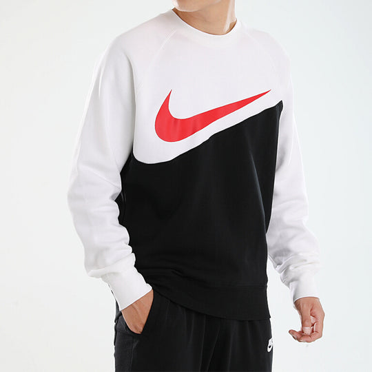 Nike Sportswear Swoosh Casual Round Neck Pullover Sports Black White C ...