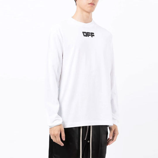 Men's Off-White FW21 Logo Printing Long Sleeves Loose Fit White OMAB064F21JER0050110