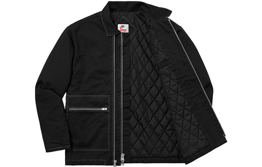 Supreme FW18 x Nike Double Zip Quilted Work Jacket Black SUP-FW18-533 ...