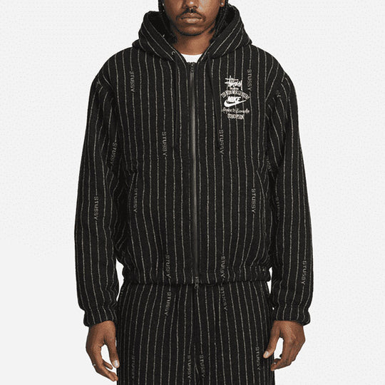Nike x Stussy Stripe Wool Jacket 'Antique Black' DR4023-010