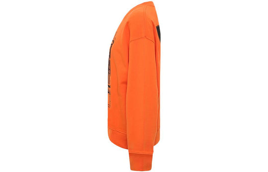 Men's Off-White Arrow Pattern Printing Round Neck Long Sleeves Orange OMBA035F19E300071910