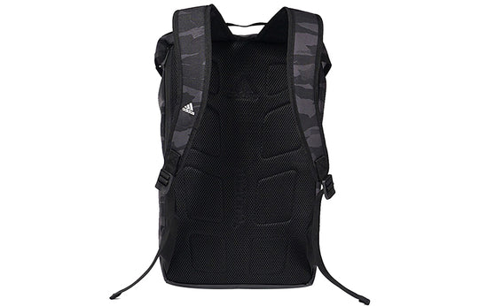 adidas Camouflage Splicing Full Print Athleisure Casual Sports Series Backpack Large Capacity Outdoor Travel Black DW4287