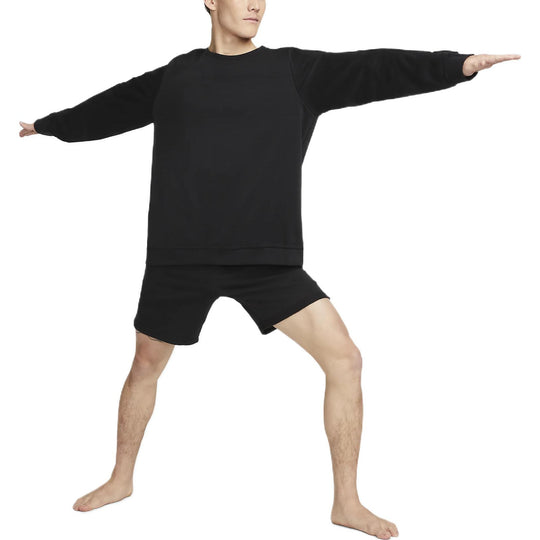 Men's Nike Yoga Therma-FIT Logo Printing Solid Color Sports Shorts Black DM7832-010