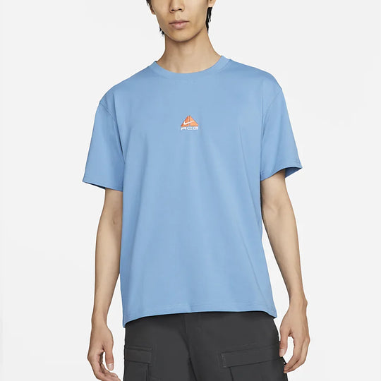 Nike As M Nrg Acg Ss Solid Color Chest Pattern Printing Round Neck Short Sleeve Blue DQ1816-469