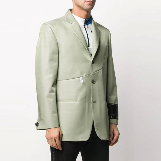 Men's OFF-WHITE Contour Solid Color Jacket Loose Fit Green OMEF055S20H770204600 Jacket - KICKSCREW