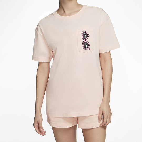 (WMNS) Nike Sportswear Love Sunglasses Printing Pocket Short Sleeve Washed 'Coral Red' CU9700-664