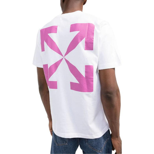 Men's Off-White SS22 Back Arrow Pattern Printing Short Sleeve White T-Shirt OMAA027S22JER01301320132