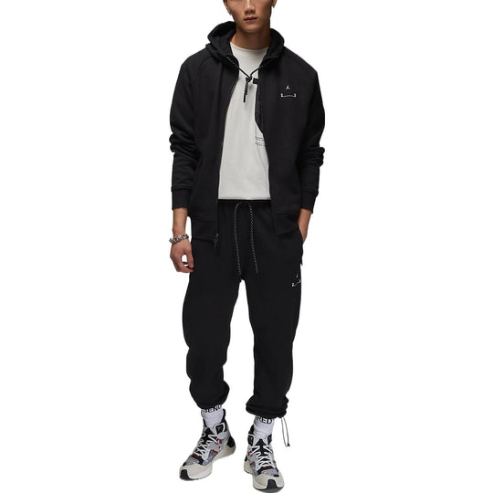 Air Jordan Solid Color Zipper Hooded Pattern Printing Long Sleeves Jacket Men's Black DV1590-010