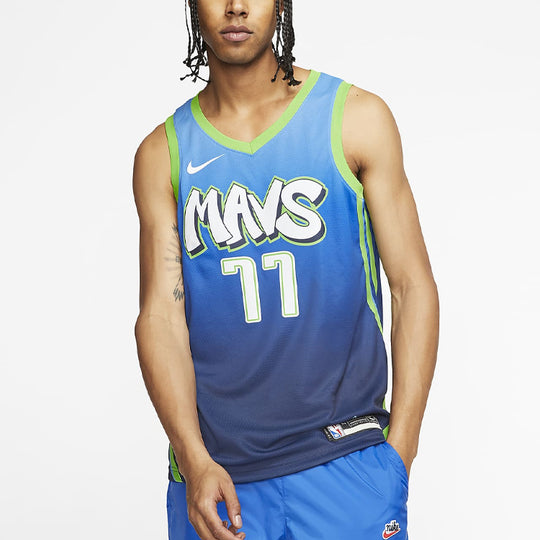 Men's Nike NBA City Limited SW Fan Edition 19-20 Season Dallas Mavericks 77 Doncic Basketball Jersey/Vest Blue AV4632-465
