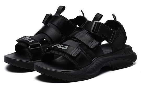 FILA Athletics Velcro Open Toe Flat Heel Sports Black Sandals A12M122607FFB