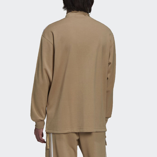Men's adidas originals x Work Parley Crossover Casual Breathable Stripe Long Sleeves Khaki Shirt HD2516