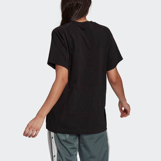 (WMNS) adidas originals Tee Logo Woven Label Side Sports Knit Short Sleeve Black T-Shirt H06772
