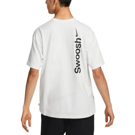 Men's Nike Logo Alphabet Printing Round Neck Loose Sports Short Sleeve White T-Shirt DX6307-121